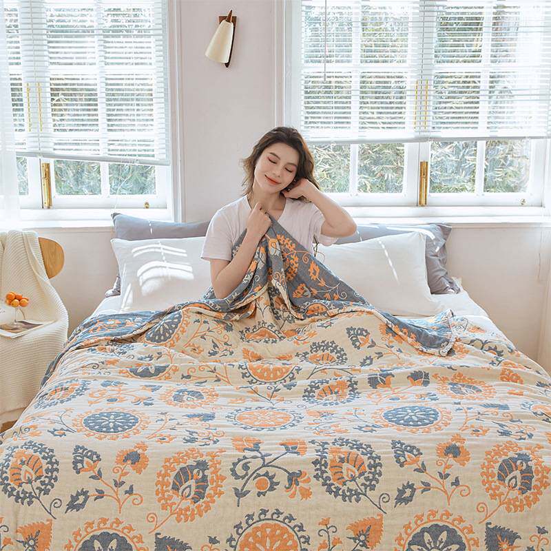 UG73波西米亚毛巾被纯棉成人全棉六层纱布夏季毛巾毯全棉家用老式