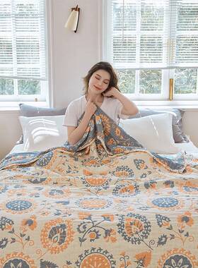 UG73波西米亚毛巾被纯棉成人全棉六层纱布夏季毛巾毯全棉家用老式