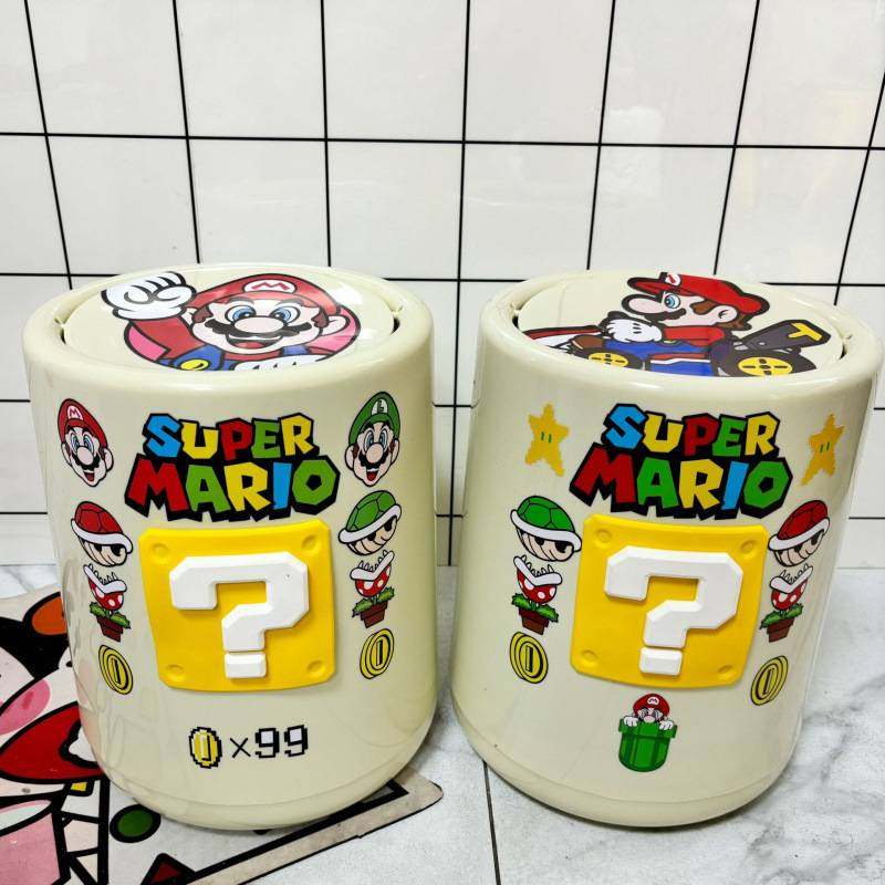 奶油风马里奥垃圾桶大容量个性可爱创意家用儿童卧室高颜值卫生桶