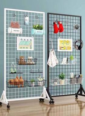 儿移式动货架铁丝网格架饰品展架网格置QWT示物架落地幼园作品置