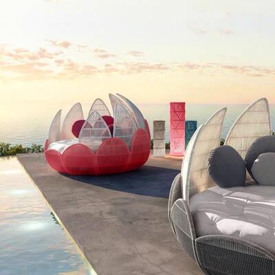 户外ZMG休藤竹沙发别墅庭旅闲游区景点室外躺椅家具防院防水晒设