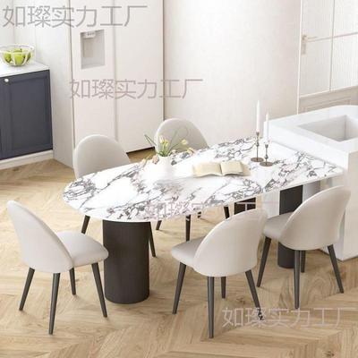 岩板法式半圆岛台餐一体简家用小户型CBI轻奢现代约意式新款餐桌