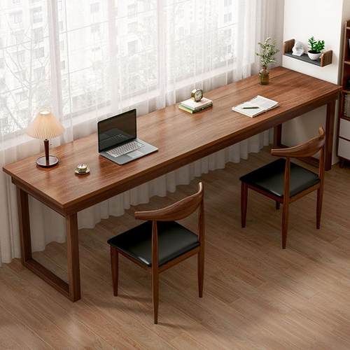 桌实木书桌家用卧室长物条双人电NYR脑居桌学习长桌子简易家好出