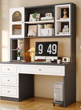 木桌书架一体桌组书柜书合小户型卧室家用学生写字桌儿实童学BGG