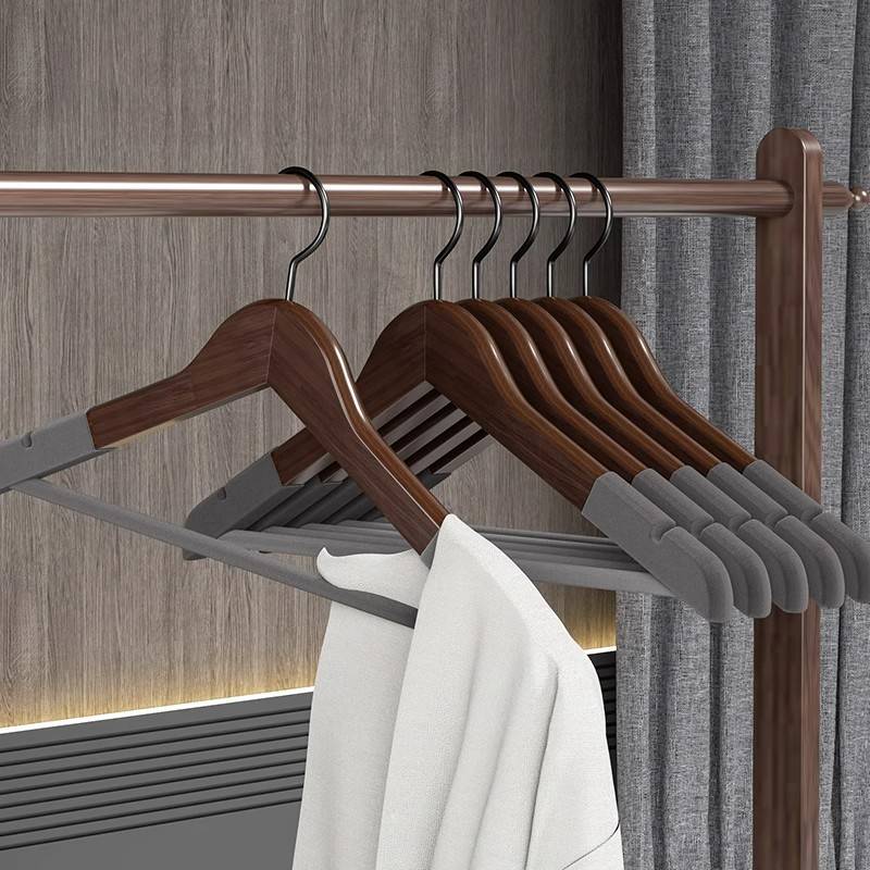 宿舍德式防滑服装店植绒实木衣柜衣架家用挂衣架架子包邮