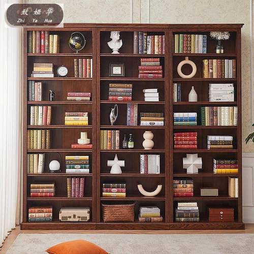 橱书房家组合书书柜式美纯实木PQP书架满墙客厅满墙收纳置用物柜