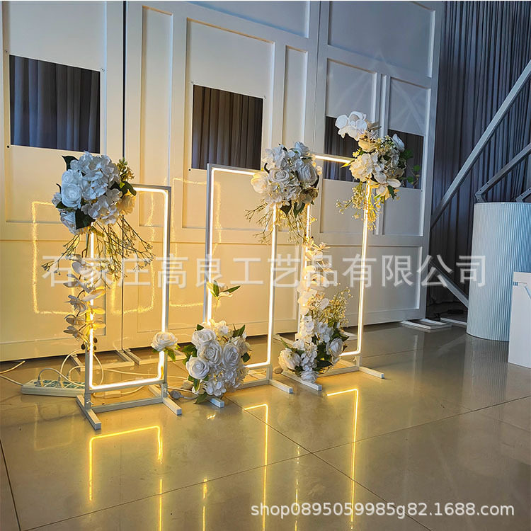 热销发光二极管方形铁框背景套装装饰用于婚庆派对活动装饰