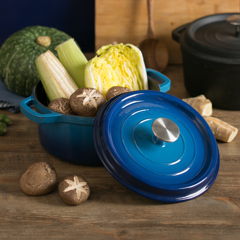 网易严选珐琅锅家用炖锅经典铸铁锅煲汤锅加厚22cm单人多功能煲