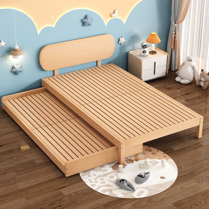 榉木儿童床抽拉子母床双层床单人双人床实木床上下床带拖床可定做