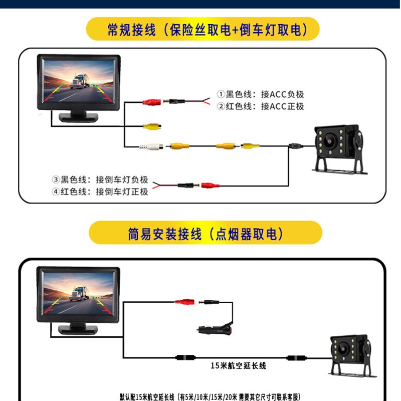 .3寸7寸倒车影像显示器小车货车高清夜视收割机台式屏简易装