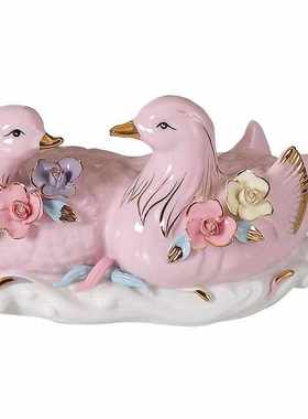 百年好合鸳鸯戏水鸳鸯摆件一对夫妻和睦喜庆家居卧室床头装饰品