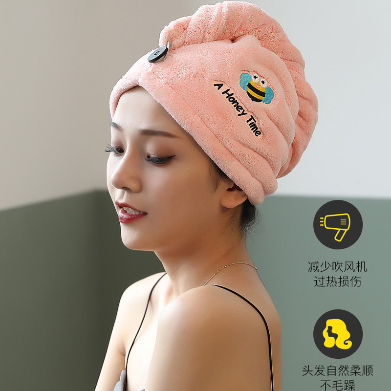 加厚刺绣干发帽超强吸水速干长发干发巾双层包头浴帽擦头发毛巾女