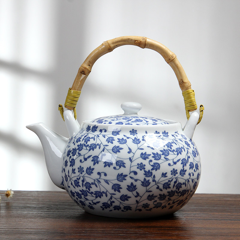 青花瓷大茶壶陶瓷普洱茶壶红茶大瓷壶大容量家用茶壶耐高温泡茶壶