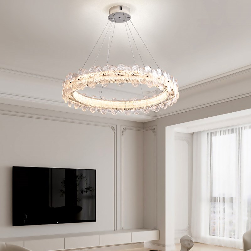 法式水晶吊灯客厅灯现代简约大气餐厅吊灯艺术灯中古奶油风灯具