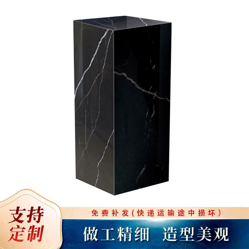 天然黑白根大理石底座摆件酒店商场销售中心工艺品雕塑台基座墩石