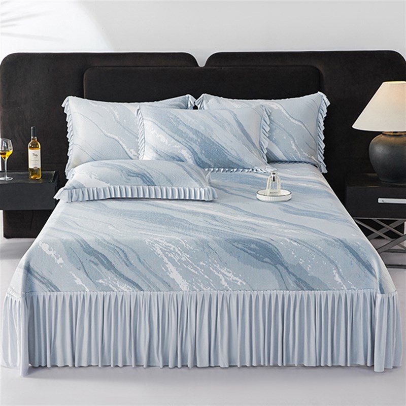 法式少女风豆豆冰丝凉席三件套床单床裙可机洗凉席冰丝空调软席子