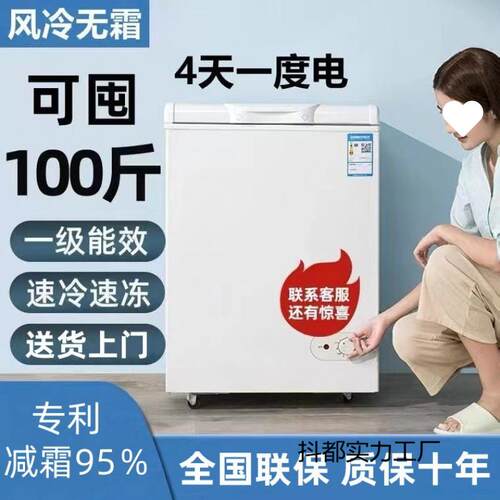100升冰柜小型一级节能保鲜风冷无霜全冷冻两用迷你冷柜