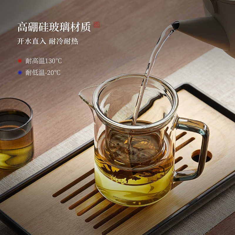 玻璃茶杯耐高温泡茶杯茶水分离冲茶器办公室待客泡红茶茶具泡茶壶