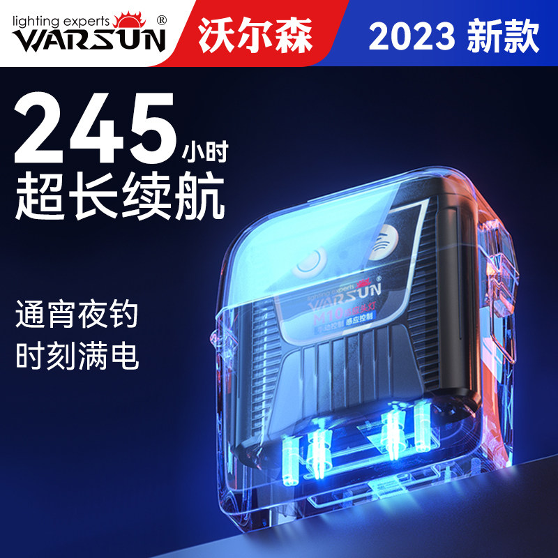 沃尔森夜钓头灯超长续航感应充电帽夹灯2023新款钓鱼专用驱蚊高端