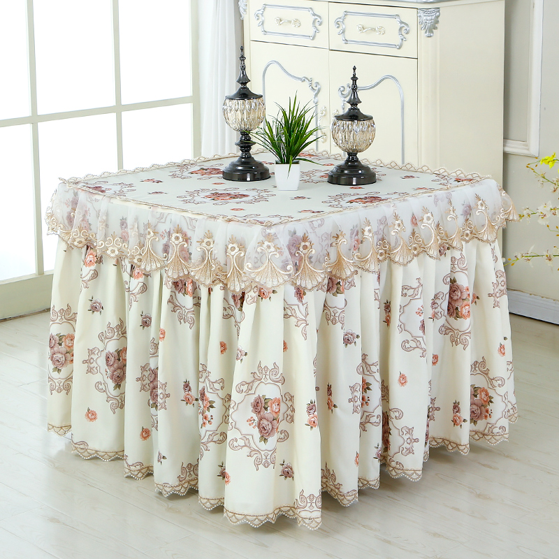 电暖炉罩新款正方形夏天烤火桌子欧式麻将机桌布家用火炉防尘罩