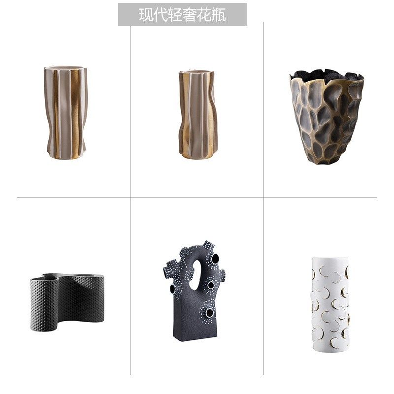 商场家具展厅家具布置现代手绘高温陶瓷花器茶几装饰摆件软装设计