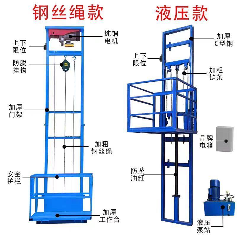 小型升降货电动液压梯电梯升降机导轨式简易仓库厂房家用升降平台