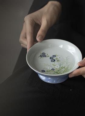 61K3WMS暮山紫色手菊花高足盖碗宋壶承点陶瓷仿泡绘茶碗茶盘两才