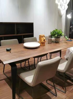 轻奢CQS家用高桃档饭桌北美黑村胡木实木餐桌园乡风田大板桌子岛