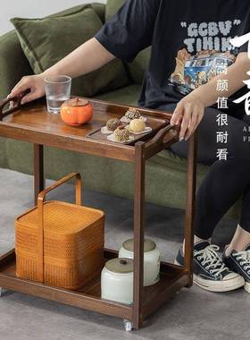 移动轮客厅GUX物储物小推车发边带几小户型茶几出租屋床头网沙红