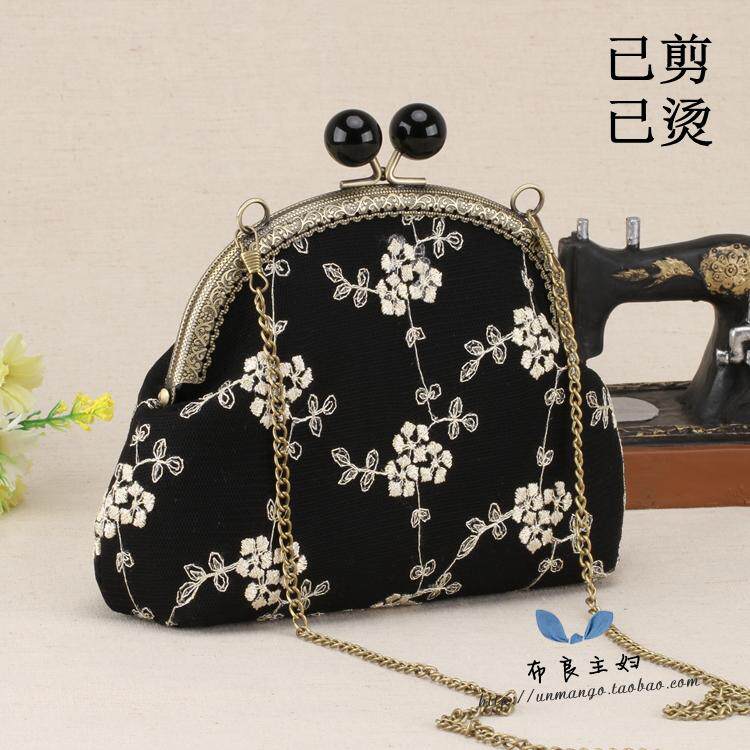 【半成品 自己做】手工布艺diy材料包 16.5cm白色糖果口金包