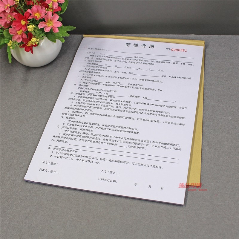 通用简单个人员工劳动合同二联公司工厂店铺用工劳务协议书定制