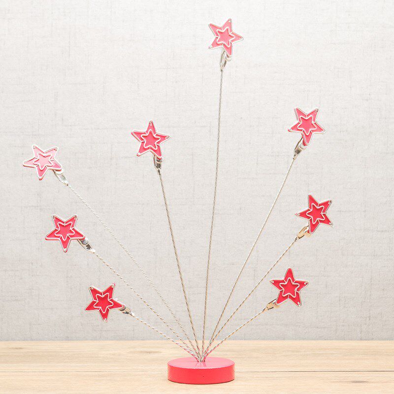 金属工艺品红色五角星照片夹现代简约客厅书房桌面便签夹同学送礼