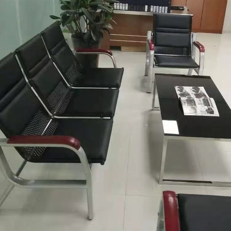 简约时尚沙发 五金西皮沙发 商务洽谈会客接待办公沙发机场等候椅