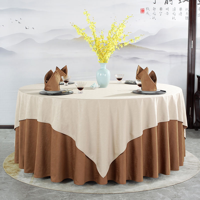 压花酒店台布饭店餐厅大圆桌圆形桌布高级感现代简约大厅宴会桌布