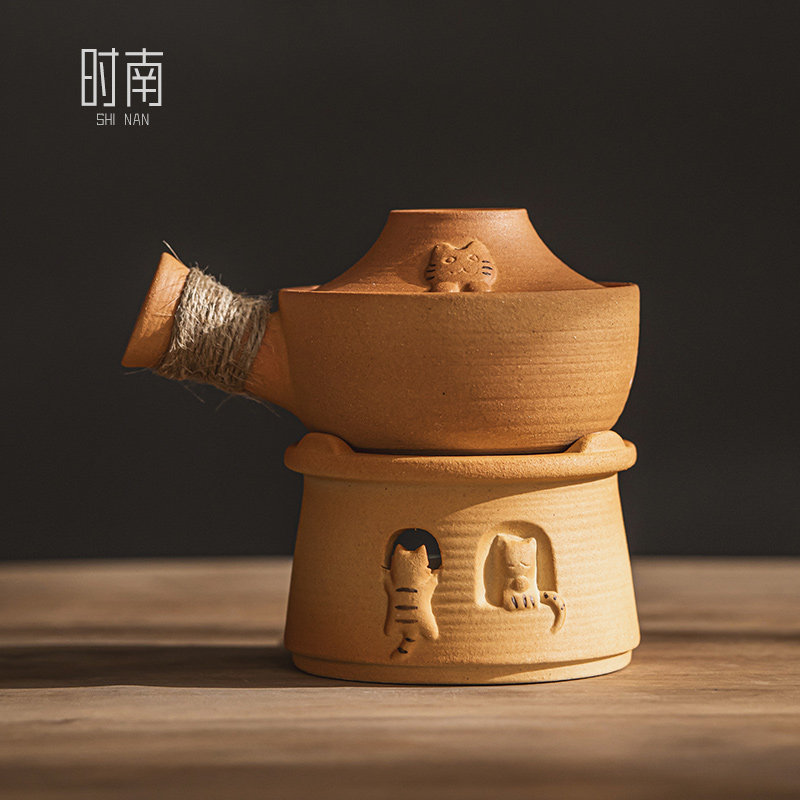 猫咪烤泡茶炉套装围炉温茶焙泡茶炉蜡烛加热醒茶器陶瓷小型茶叶提