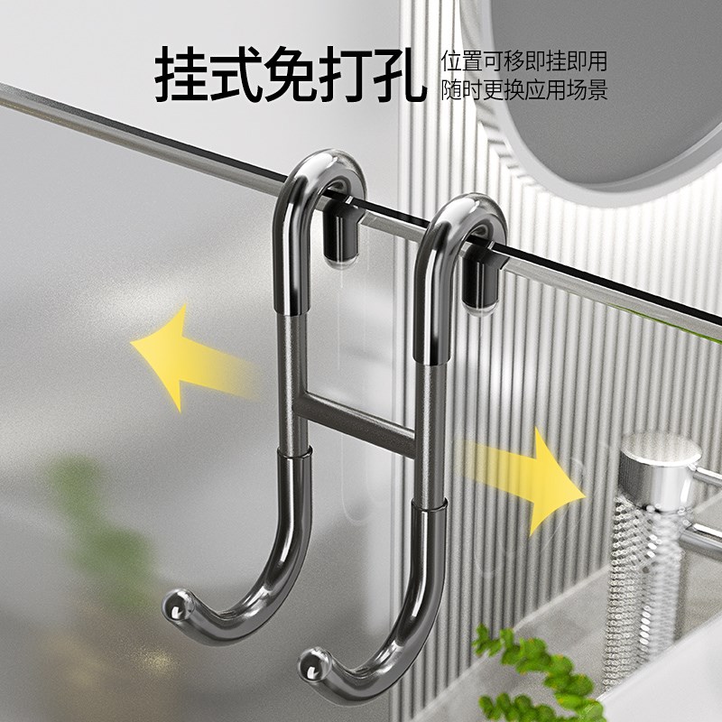 淋浴房玻璃门挂钩免打孔30不锈钢浴室单个S型挂衣钩卫生间挂衣架