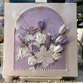 浪漫郁金香 花朵立体肌理感DIY数字油画手工填色石英砂手绘丙烯画