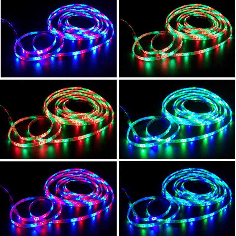 Vled灯带28贴片0珠led彩灯RGB七彩变色跑马流水遥控防水灯条