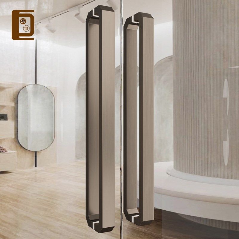 现代简约玻璃门拉手实木门不锈钢门把手酒店会所大门磨砂黑长拉手