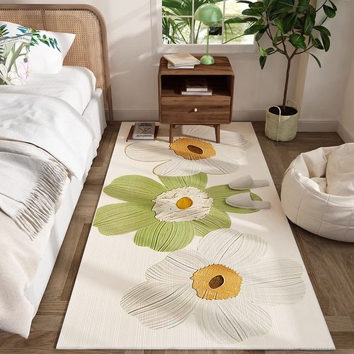 床边地毯卧室床尾免打理房间布置客厅儿童房可擦洗床下防摔厚地垫