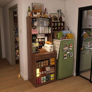 形影家具实木折叠餐桌家用小户型餐边柜一体伸缩桌子柜子边柜窄柜