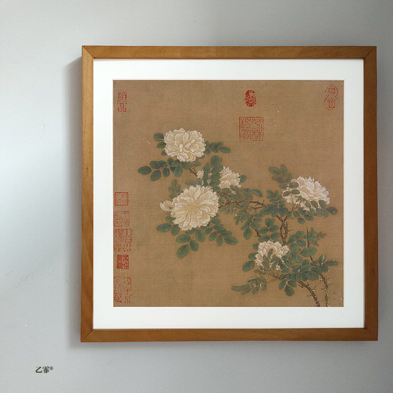 桔子格调 白蔷薇图 宋马远花中式复古文艺装饰画客厅卧室书房挂画