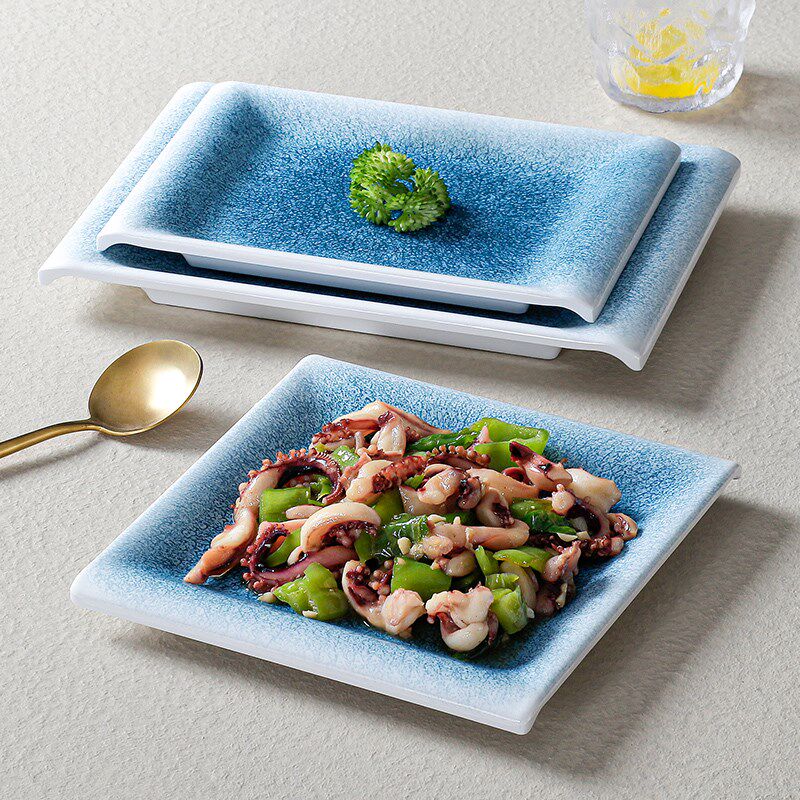 五毫密胺餐具仿瓷餐盘平盘塑料长方形菜盘商用酒店饭店炒菜凉菜盘