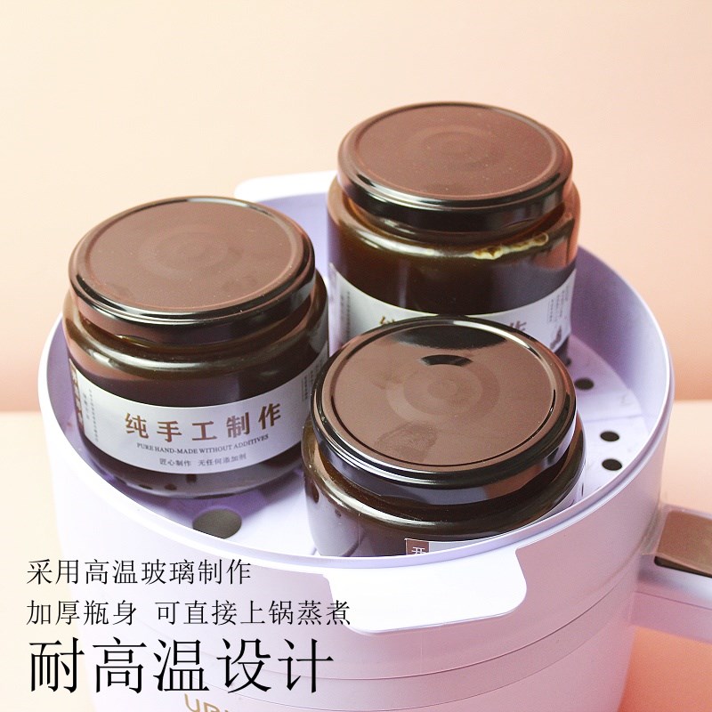 可蒸煮玻璃密封罐食品级耐高温带盖罐头瓶黄桃果酱蟹黄虾酱专用瓶