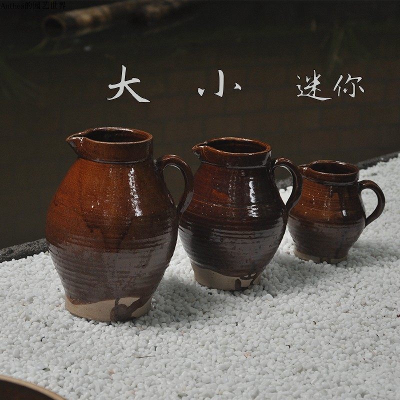 仿古花瓶陶瓷摆件静物写生手工粗陶花瓶森系田园花器摆件多肉花器