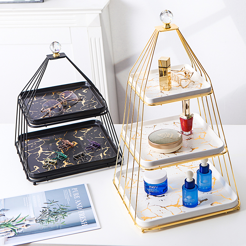 欧式创意甜品台展示架双层三层陶瓷摆盘下午茶糕点点心干果蛋糕架