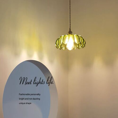 床头单头绿色吊灯复古法式餐厅房间小吊灯吧台过道LED灯