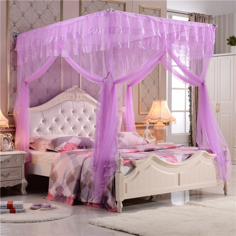 加厚不锈钢 钓鱼杆竿支架 伸缩任意蚊帐 挂墙式落地宫廷方顶蚊帐