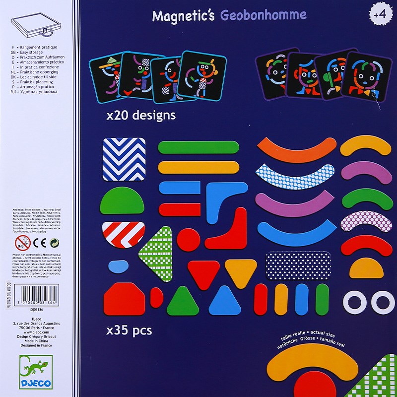 djeco儿童智力磁性拼图手提箱3--5岁宝宝早教益智七巧板磁力