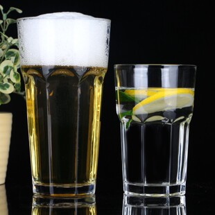 6只装 八角玻璃厚实水杯果汁杯大容量470ML 家用 KTV 酒吧啤酒杯